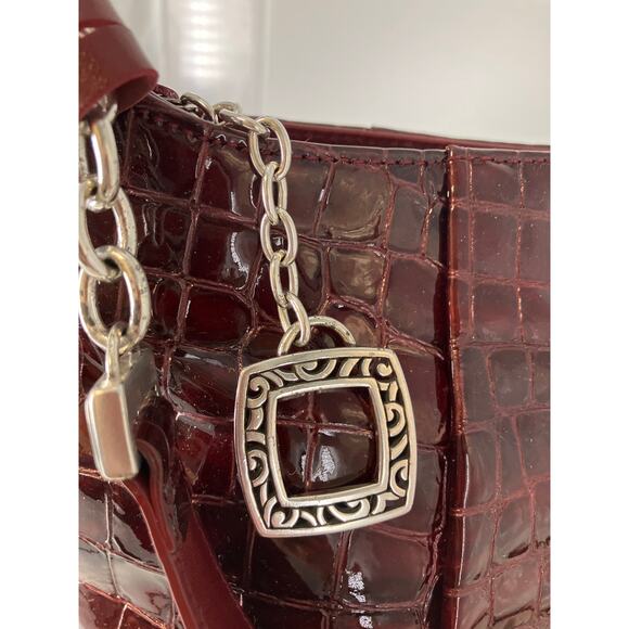 BRIGHTON D834506 RED PATTON LEATHER ANIMAL PRINT SHOULDERBAG - Picture 3 of 16